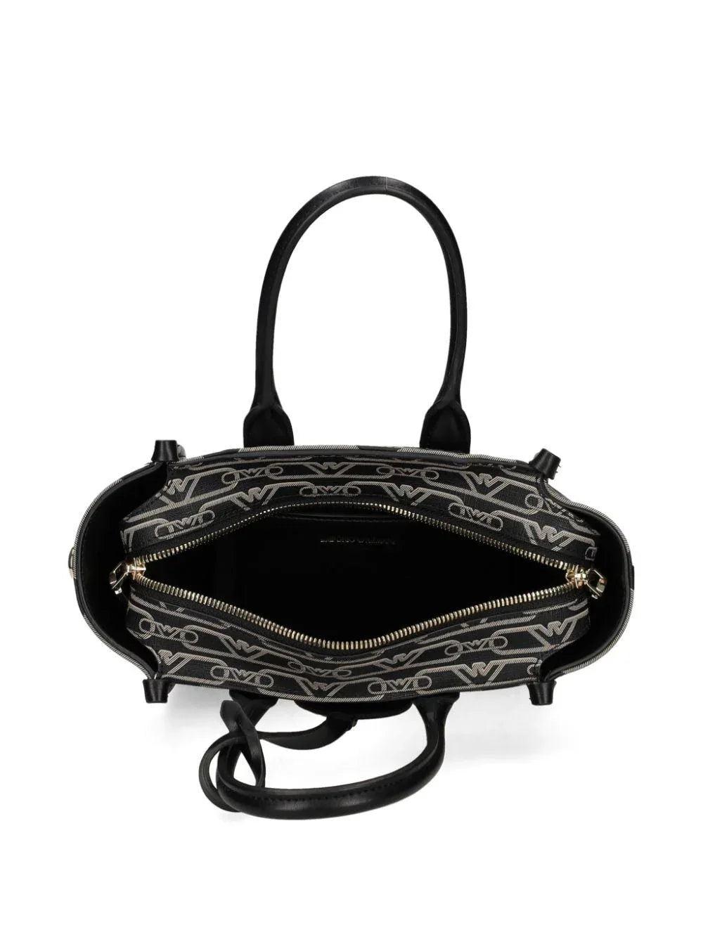 Borsa mini logo all-over nera - Preludio Moda