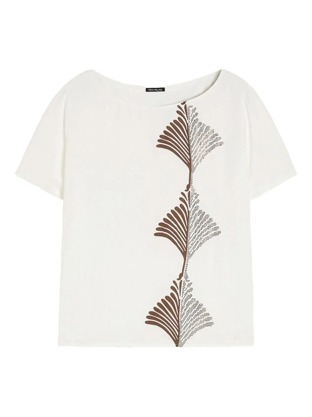 T-shirt bianca Onda con palme - Preludio Moda