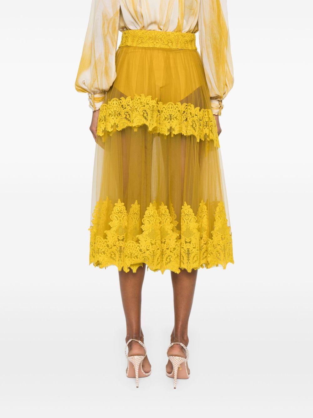 Gonna in tulle con decorazioni in pizzo curry