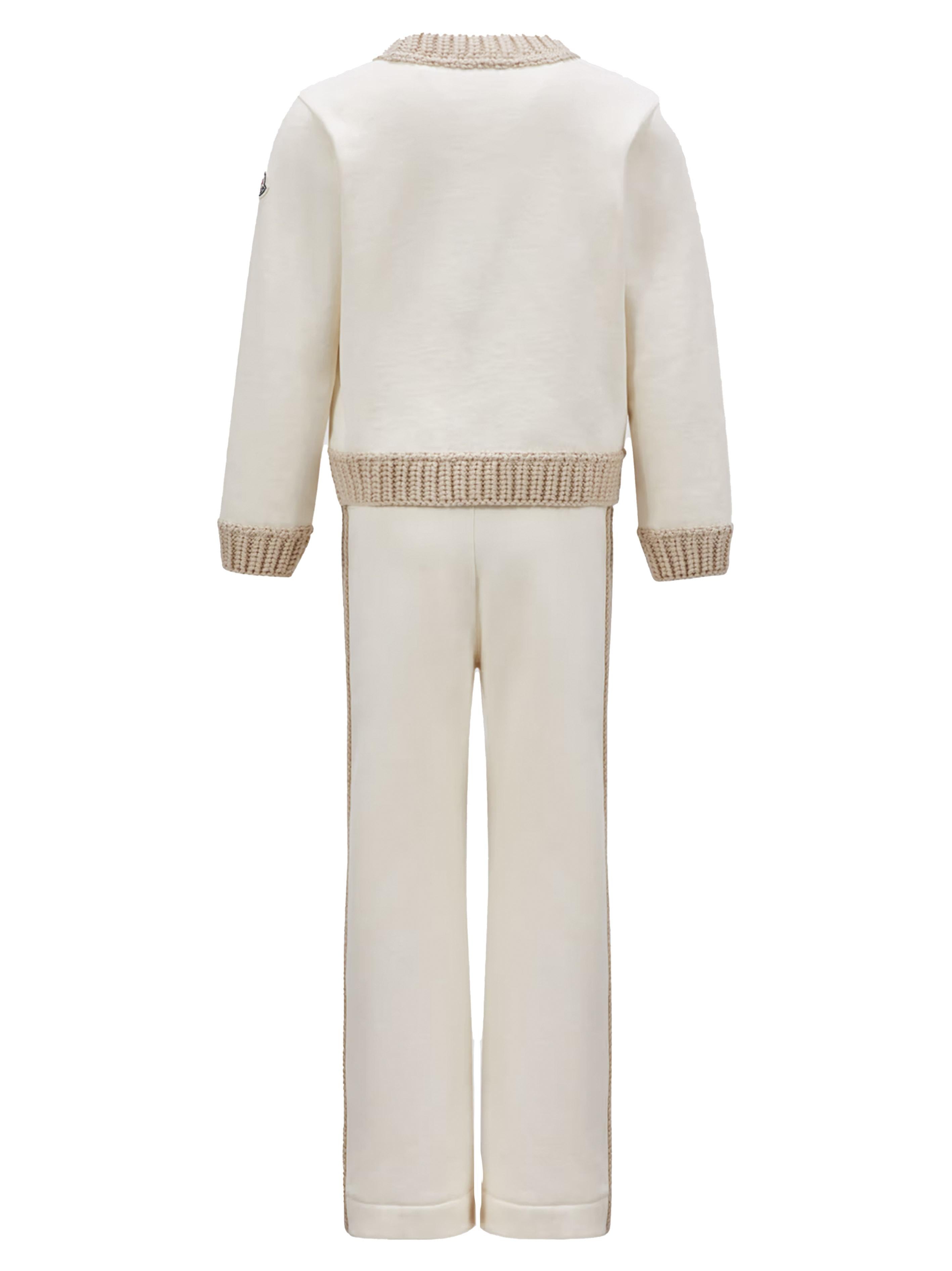 Completo sportivo profili in maglia panna (2pz) 9548M00002899PS 050 MONCLER KIDS