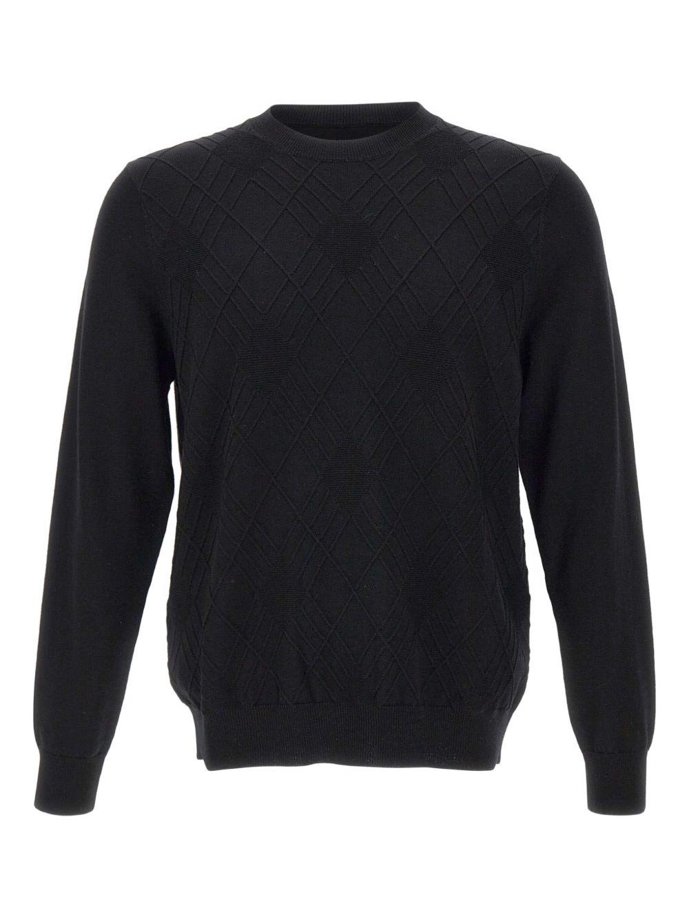 Maglione in lana con motivo a rombi DK97069 NERO DIKTAT
