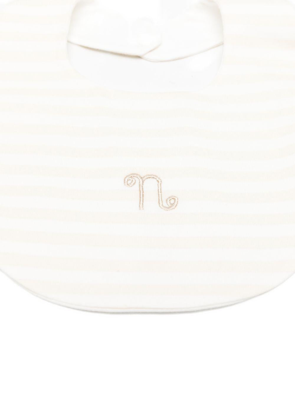 Bavaglino a righe in cotone con chiusura a bottoni E26406 BEIGE NANAN KIDS