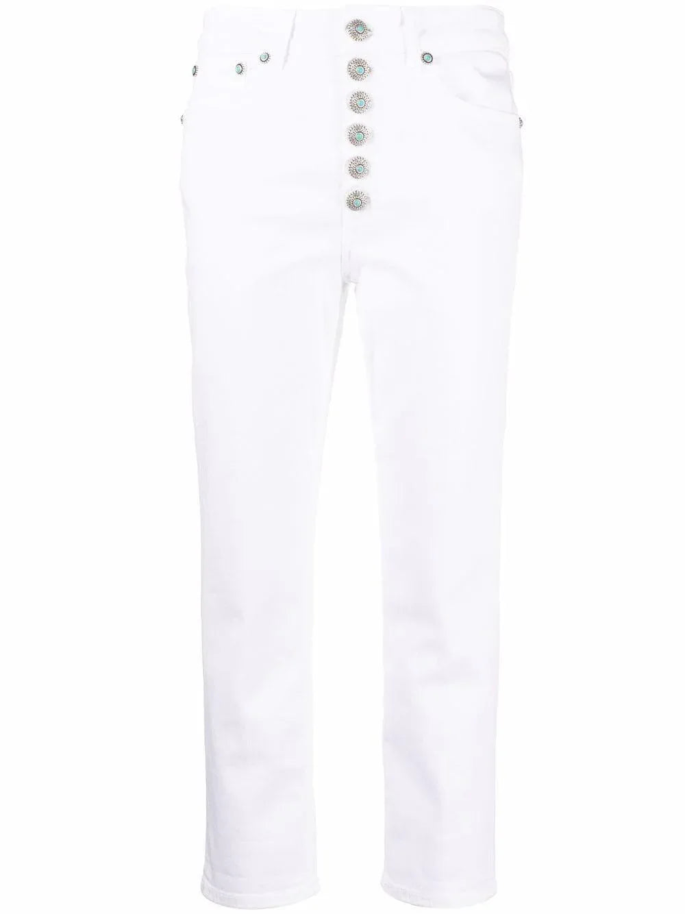 Jeans bianco Koons bottoni gioiello - Preludio Moda
