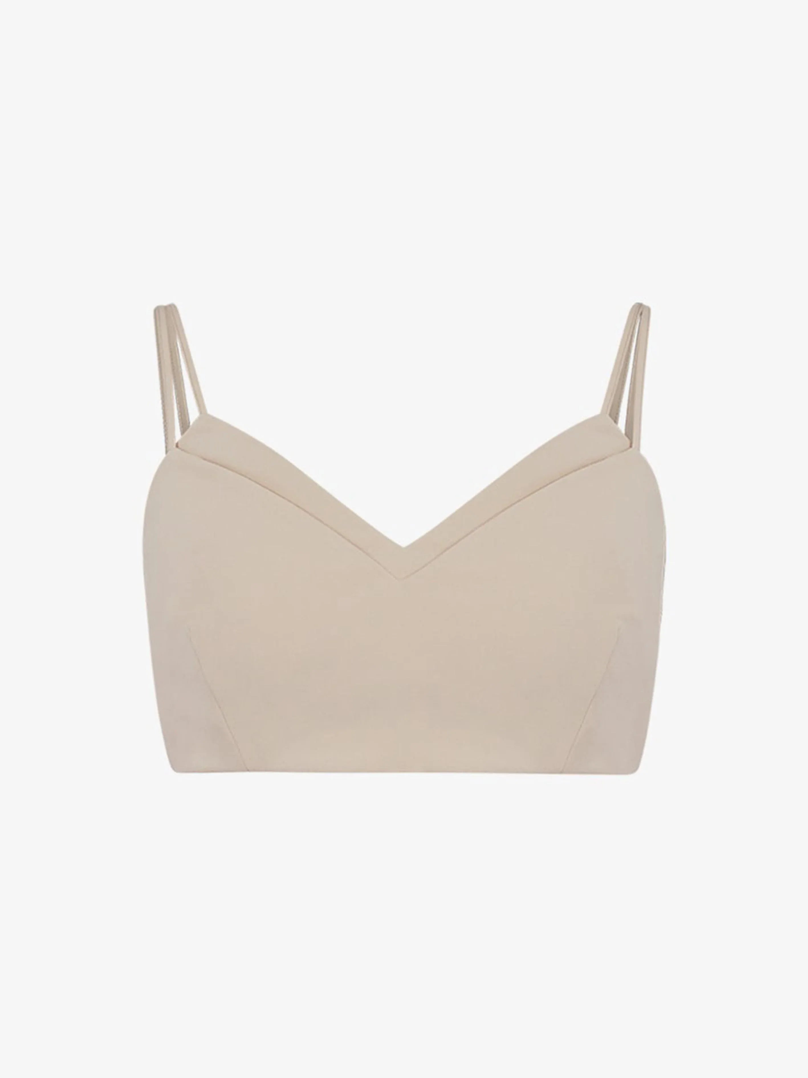 Crop Top beige raso - Preludio Moda