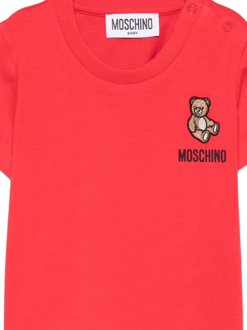 T-shirt con logo ricamato MUM04TLAA02 50109 MOSCHINO KIDS