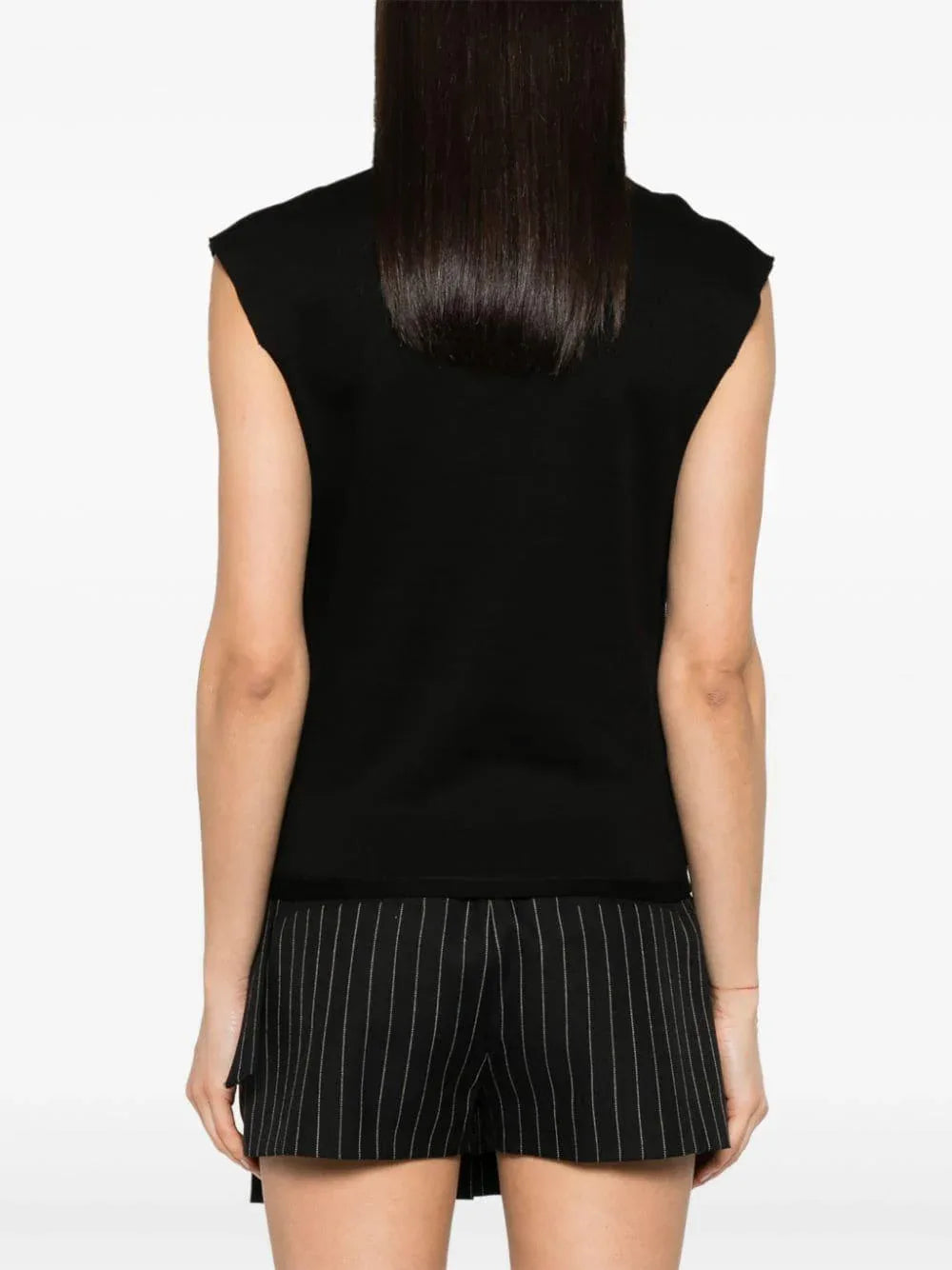 T-shirt nera dettaglio catena - Preludio Moda