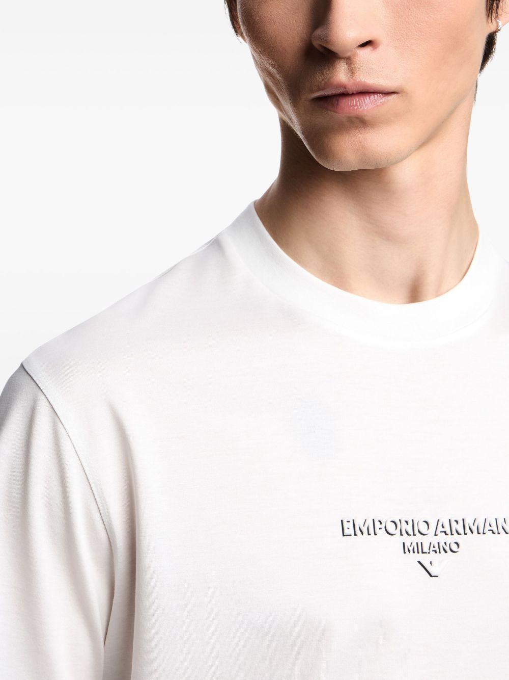 T-shirt bianca con logo ricamato EM002838AF10761 U0003 EMPORIO ARMANI
