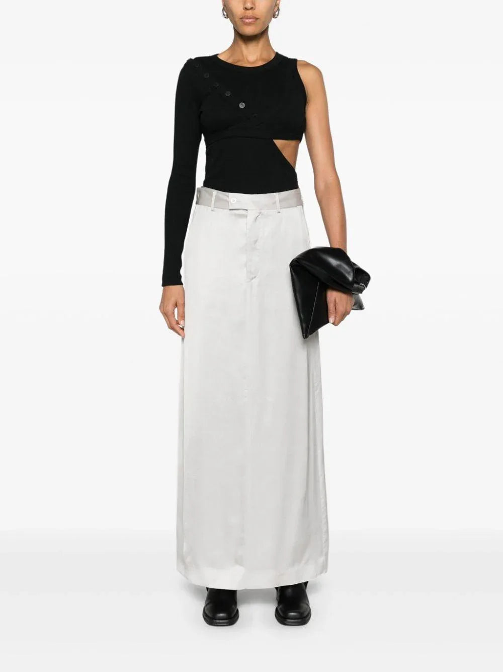 Gonna a portafoglio sartoriale argento - Preludio Moda