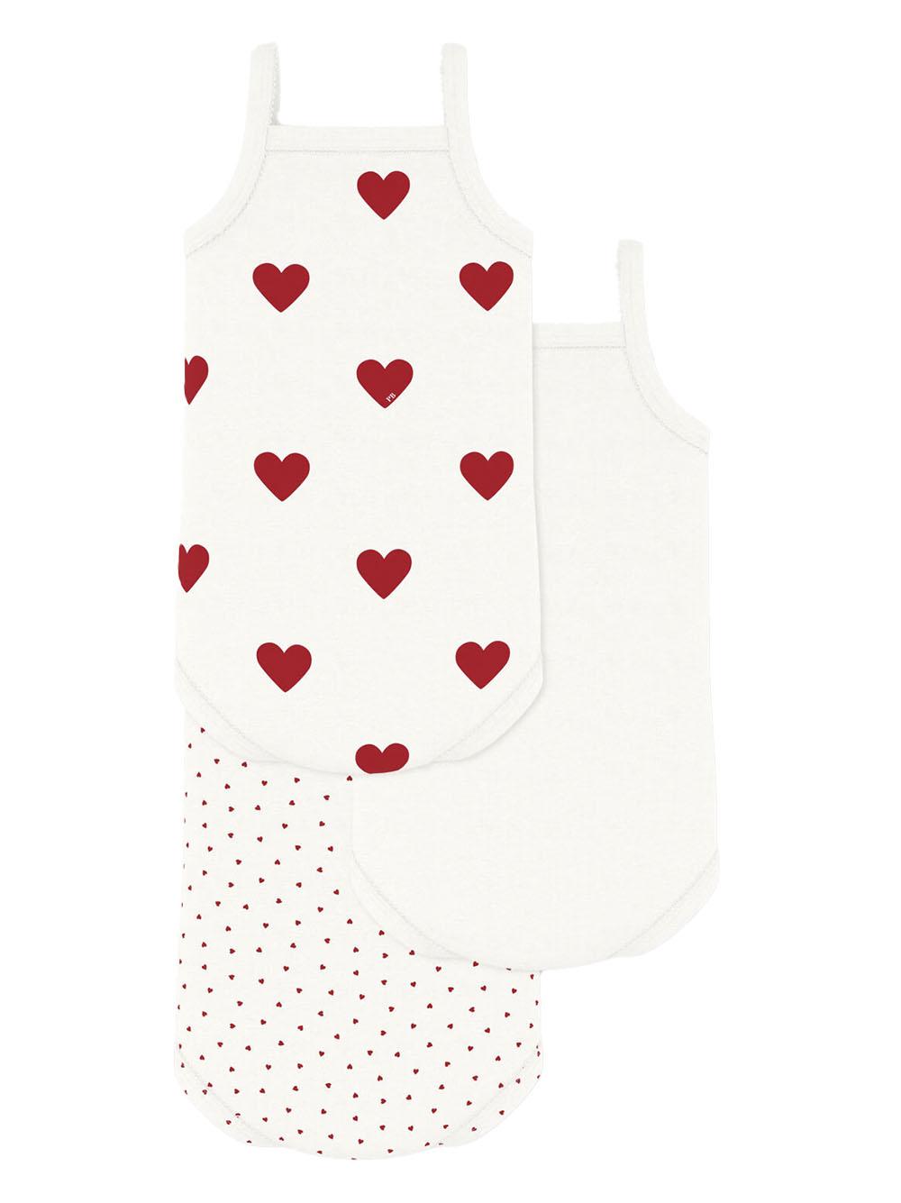 Set body bretelle con fantasia cuori (3pz) A04IX 00 PETIT BATEAU KIDS