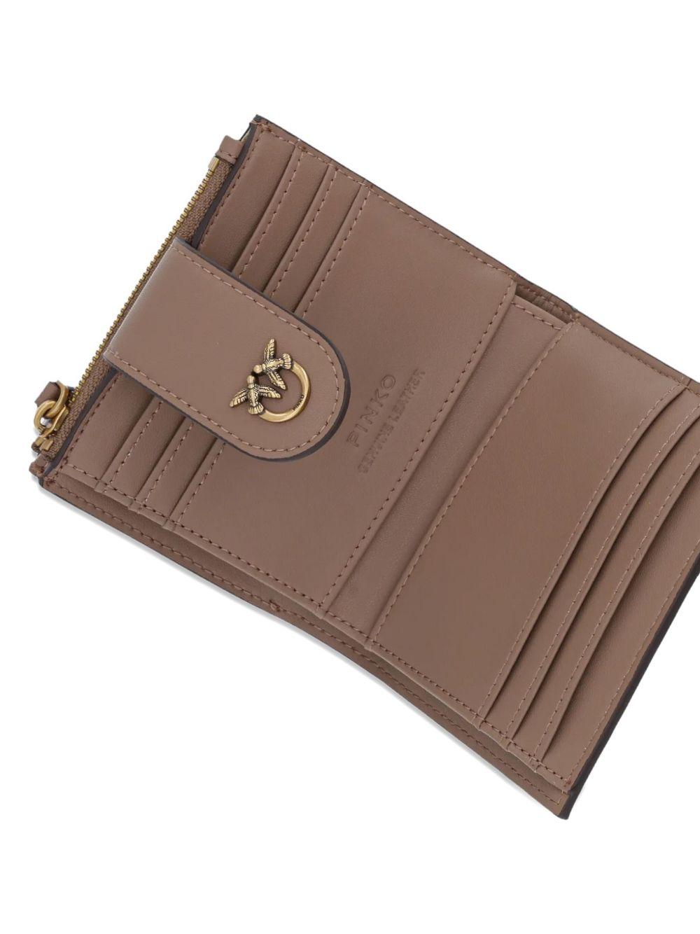 Portafoglio biscotto/oro a motivo chevron con zip 103610A0F1 D01Q PINKO