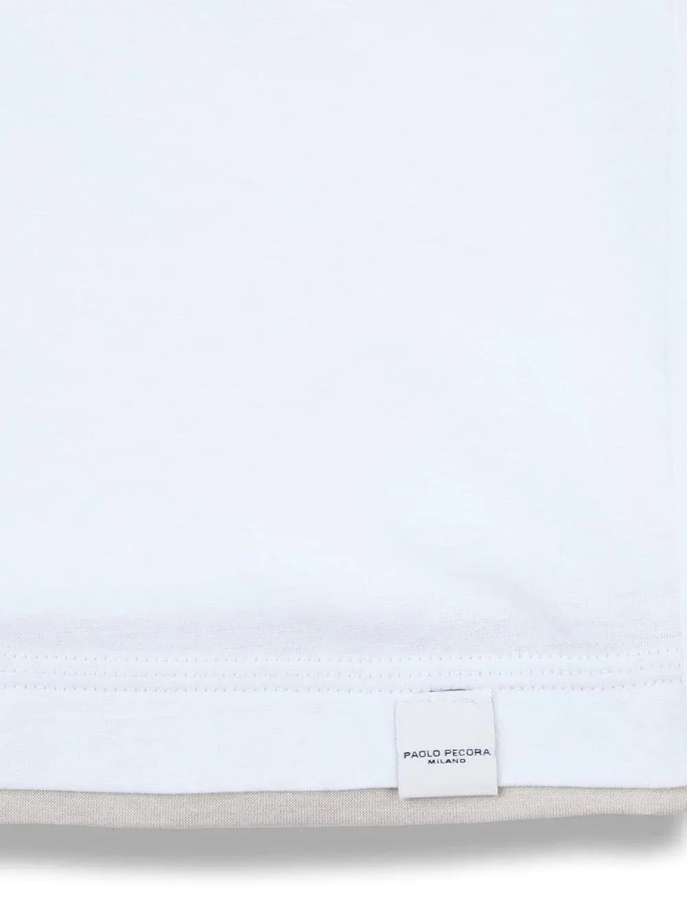 T-shirt bianca con profili beige in cotone extrafine - Preludio Moda