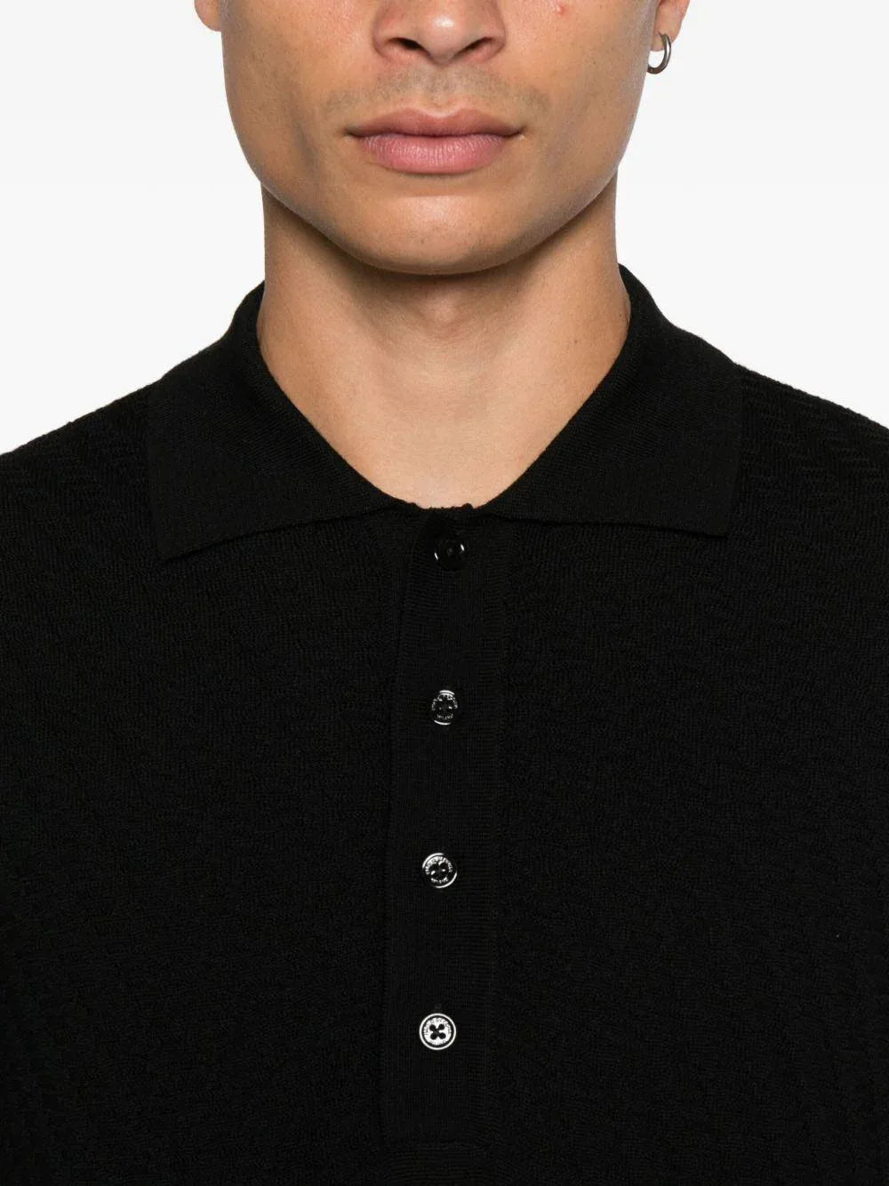 Polo nera jacquard Paolo Pecora - Preludio Moda