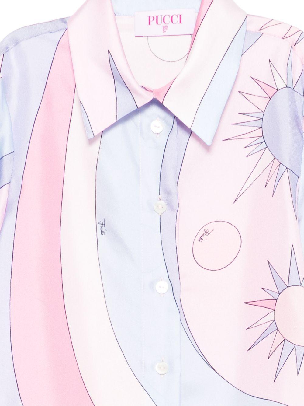 Camicia in seta con stampa grafica PY5B20S0238 508LI EMILIO PUCCI KIDS