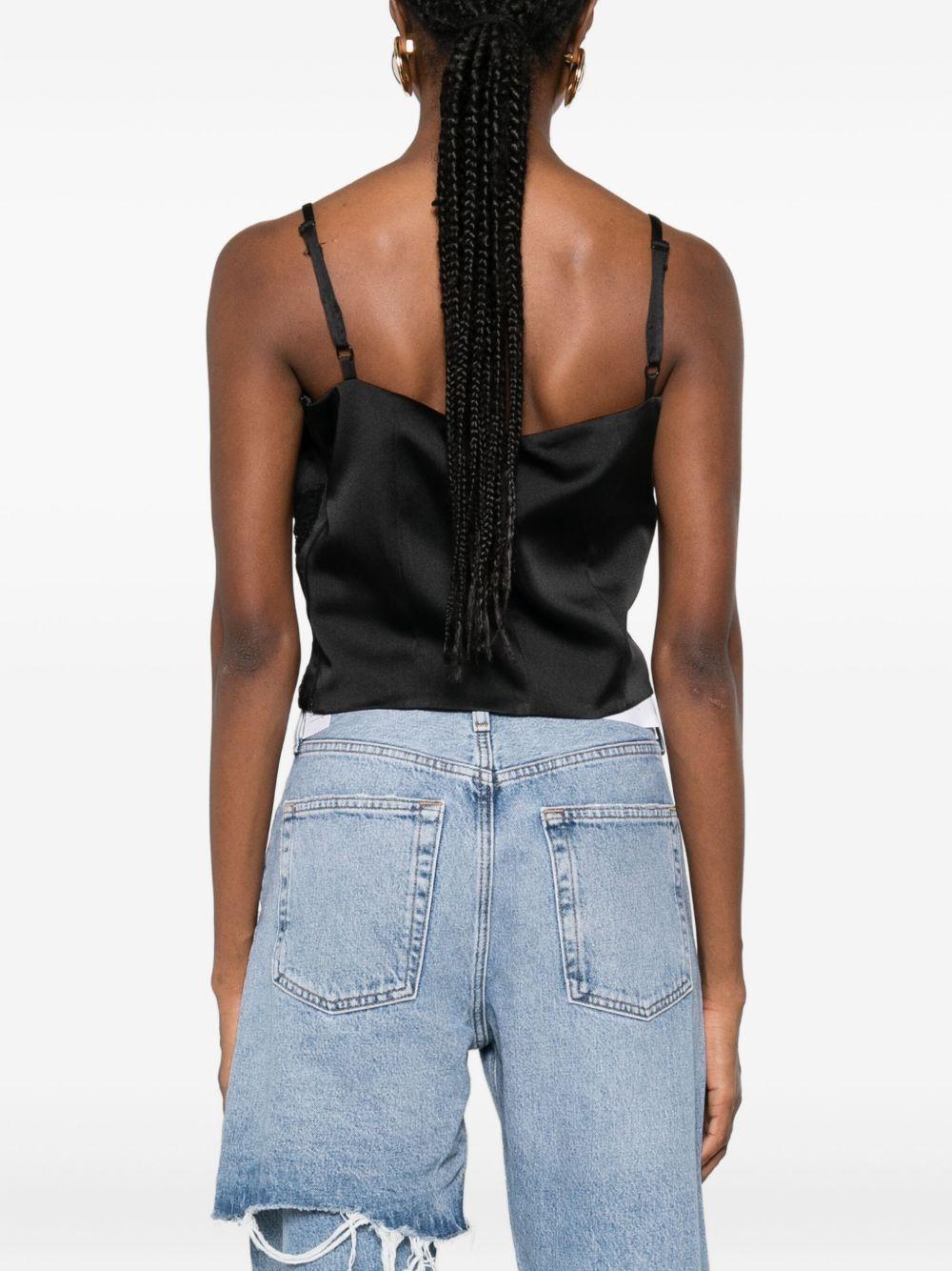 Top Corto con Inserti in Pizzo Floreale EN0515 NERO BABYLON EUREKA