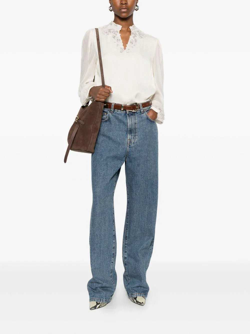 Camicetta bianca con dettagli in pizzo - Preludio Moda