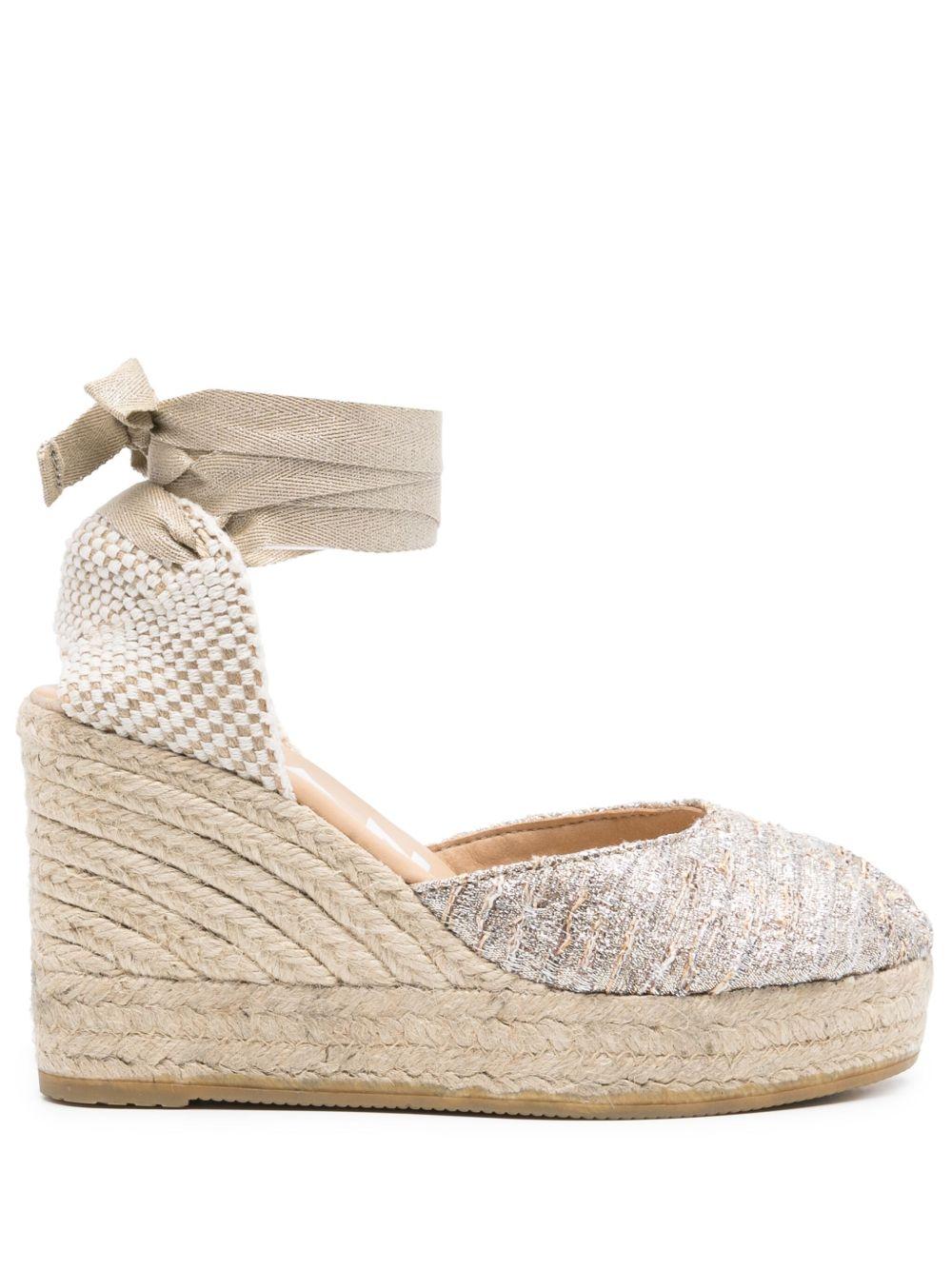 Espadrillas con Zeppa Bassa in Cotone Lurex H31WV GOLD MANEBI