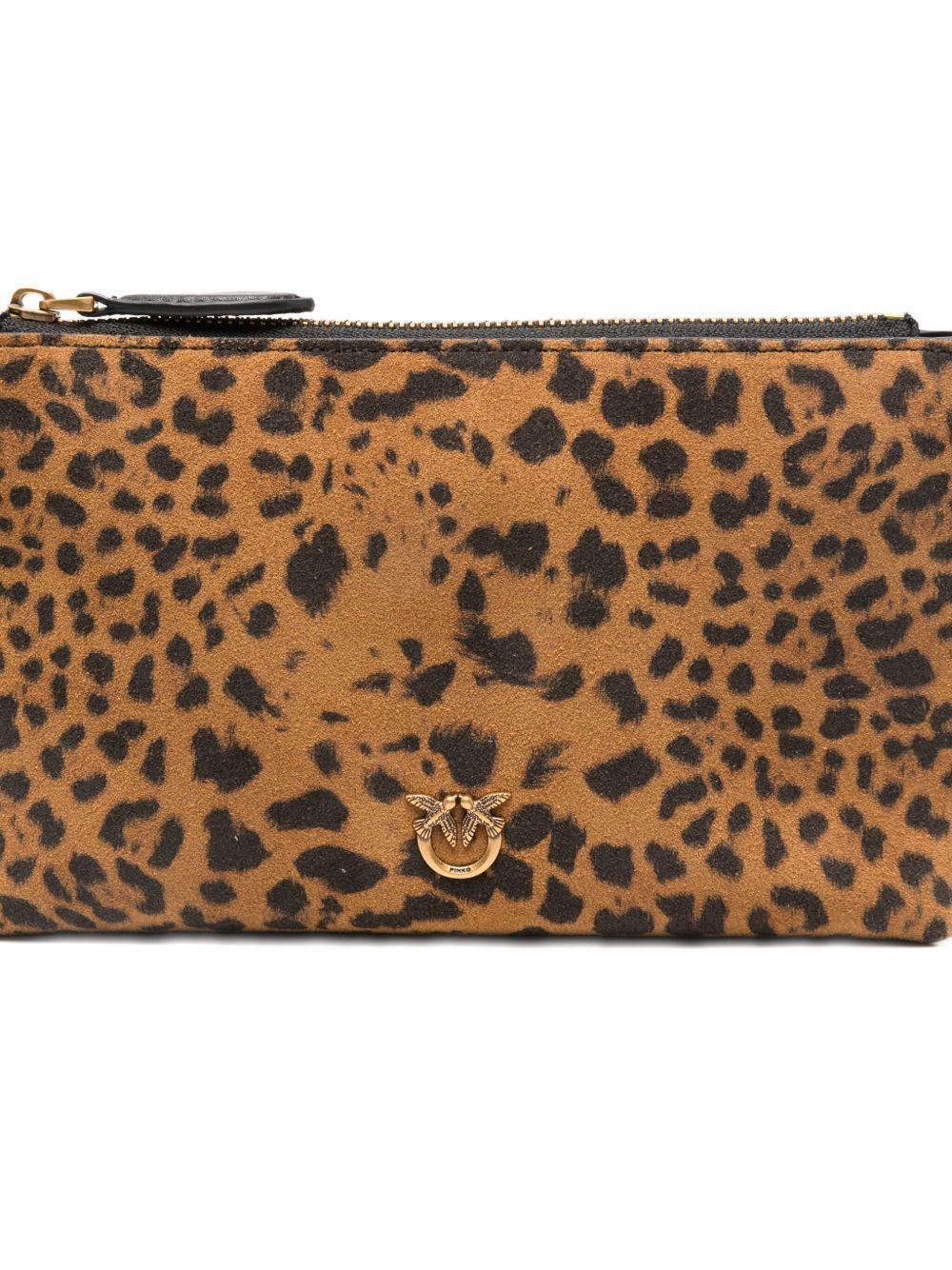 Clutch marrone in pelle scamosciata con tracolla 104277A32A M35Q PINKO