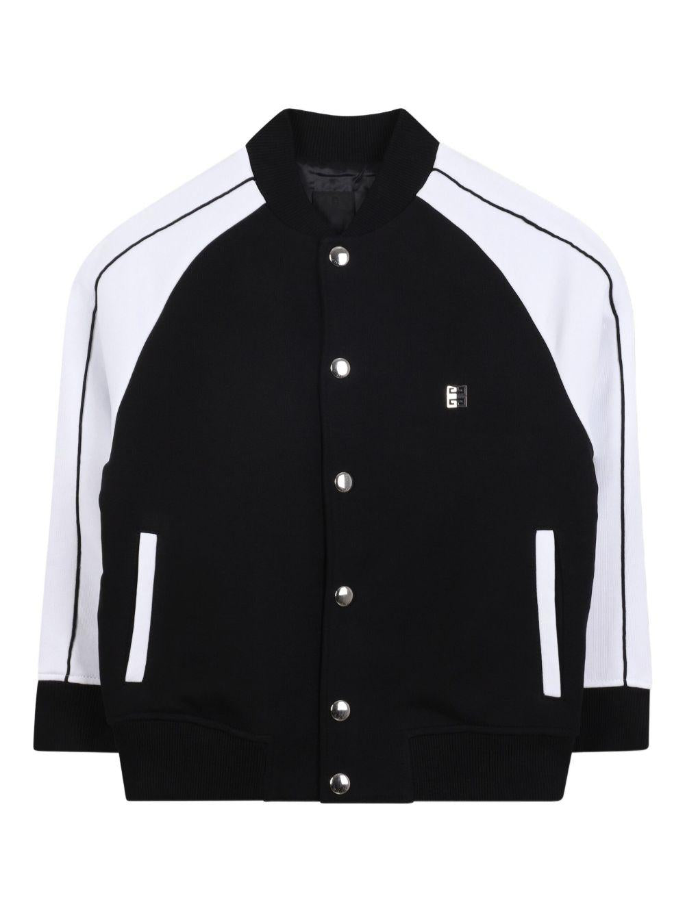 Bomber con Inserti Bianchi a Contrasto e Logo Ricamato H31036 09B GIVENCHY KIDS