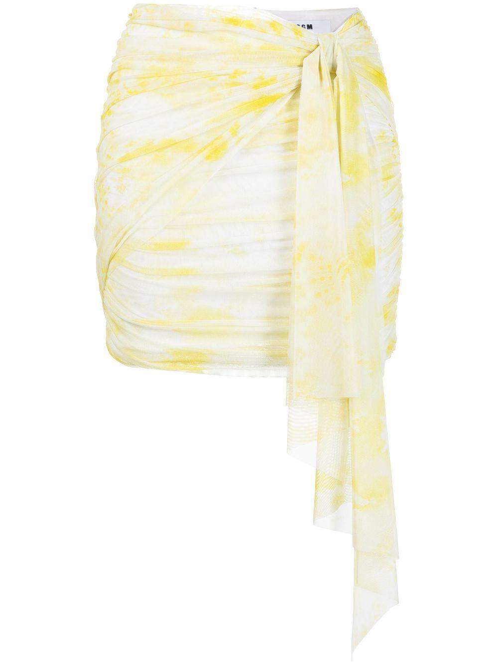 Gonna bianca/gialla drappeggiata con fusciacca 3442MDD13 237352 GIALLO LIME MSGM