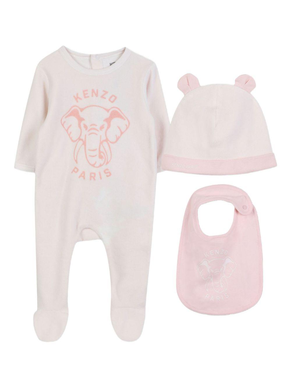Set Neonato con Stampa Elefante e Cappello Abbinato K61248 47R KENZO KIDS