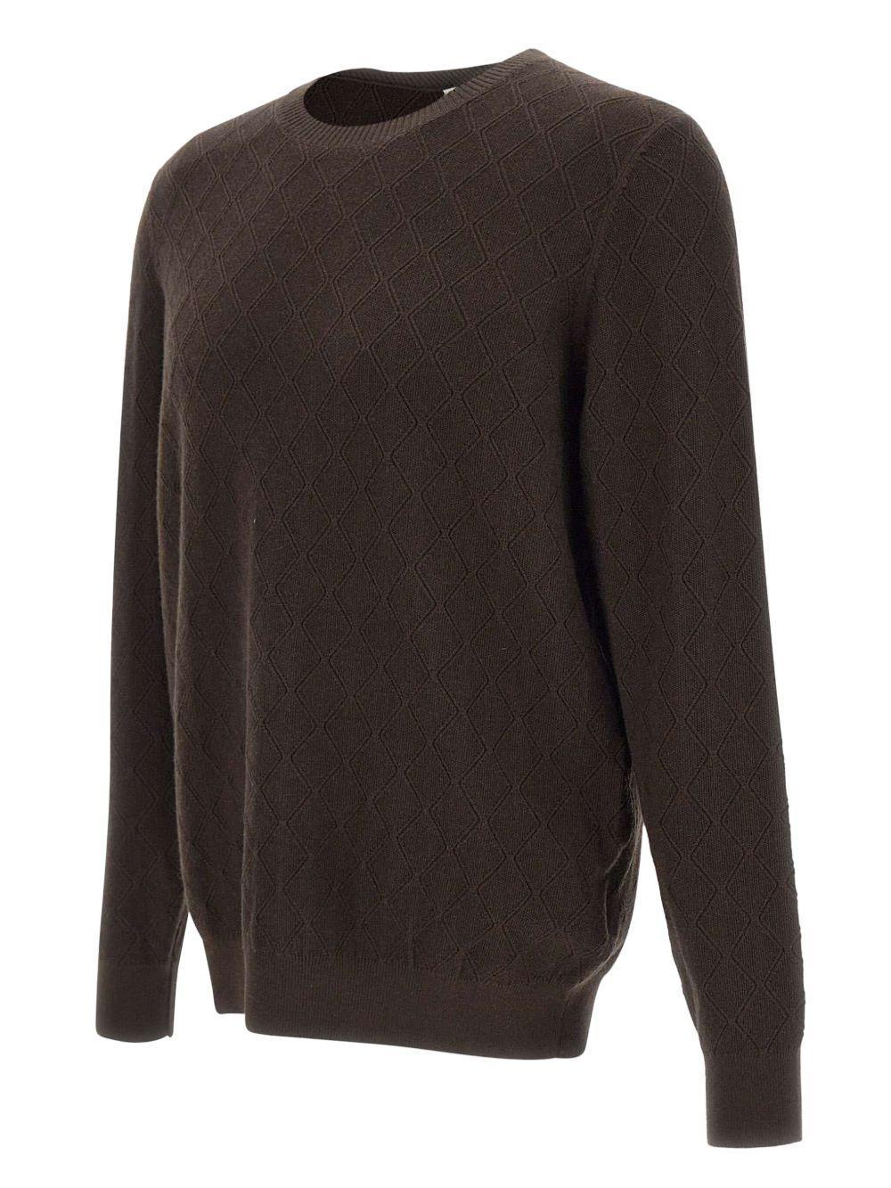 Maglione marrone con motivo a rombi - Preludio Moda