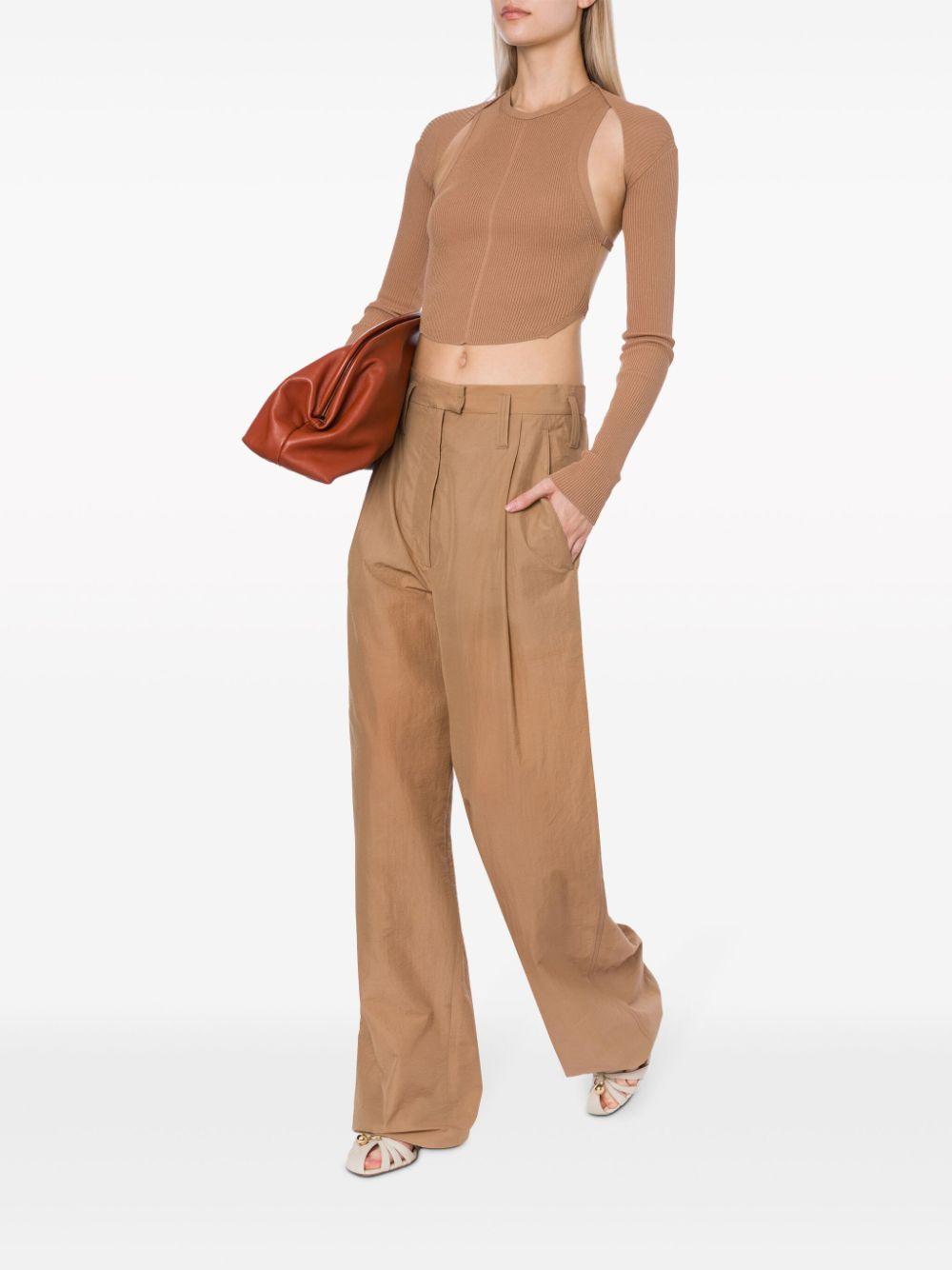 Pantalone a vita alta beige