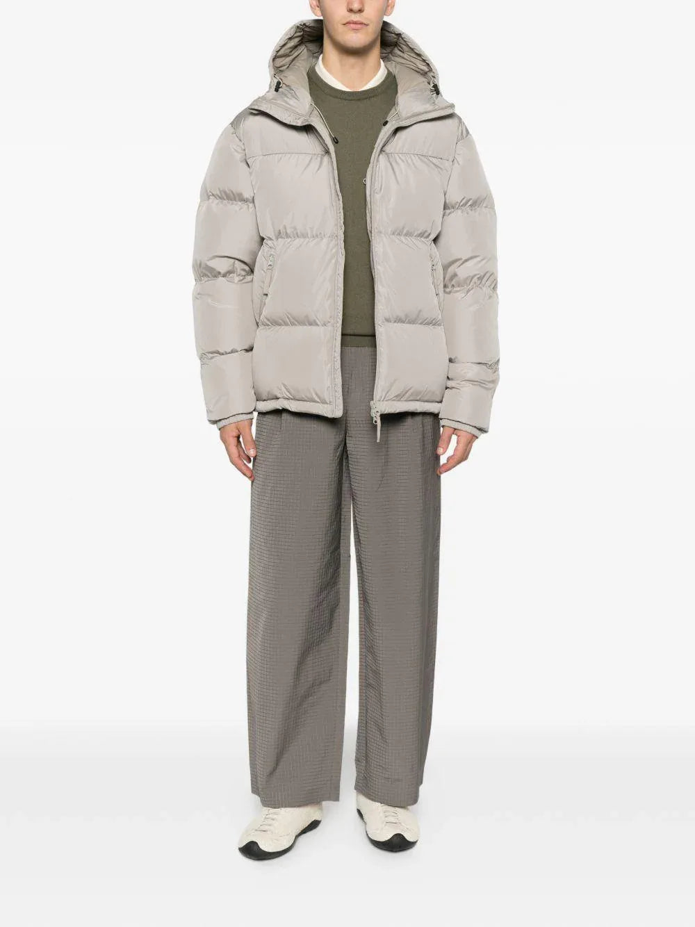 Maglione verde bosco a collo giro con toppa - Preludio Moda