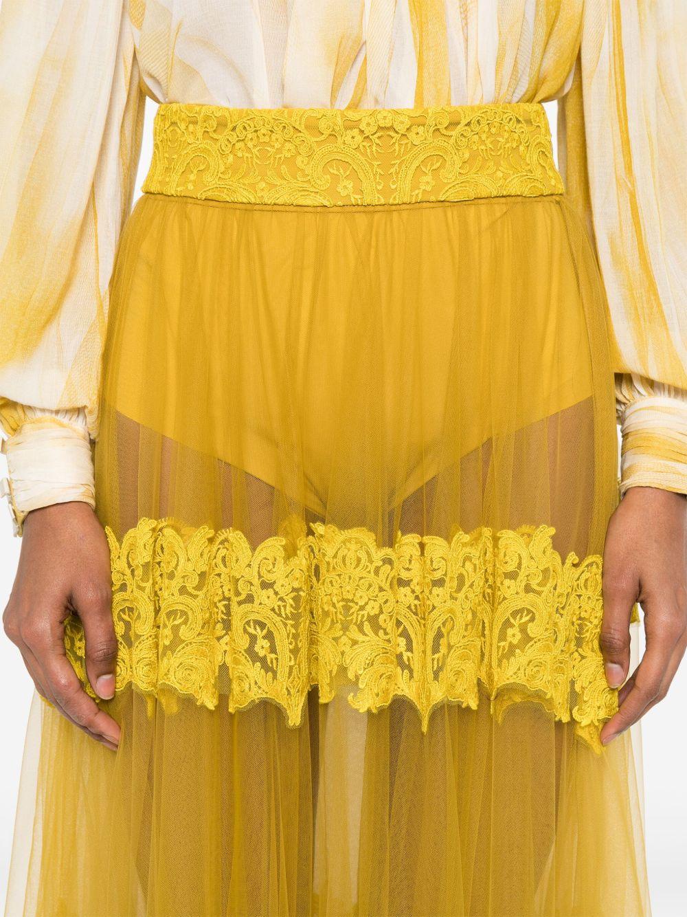 Gonna in tulle con decorazioni in pizzo curry