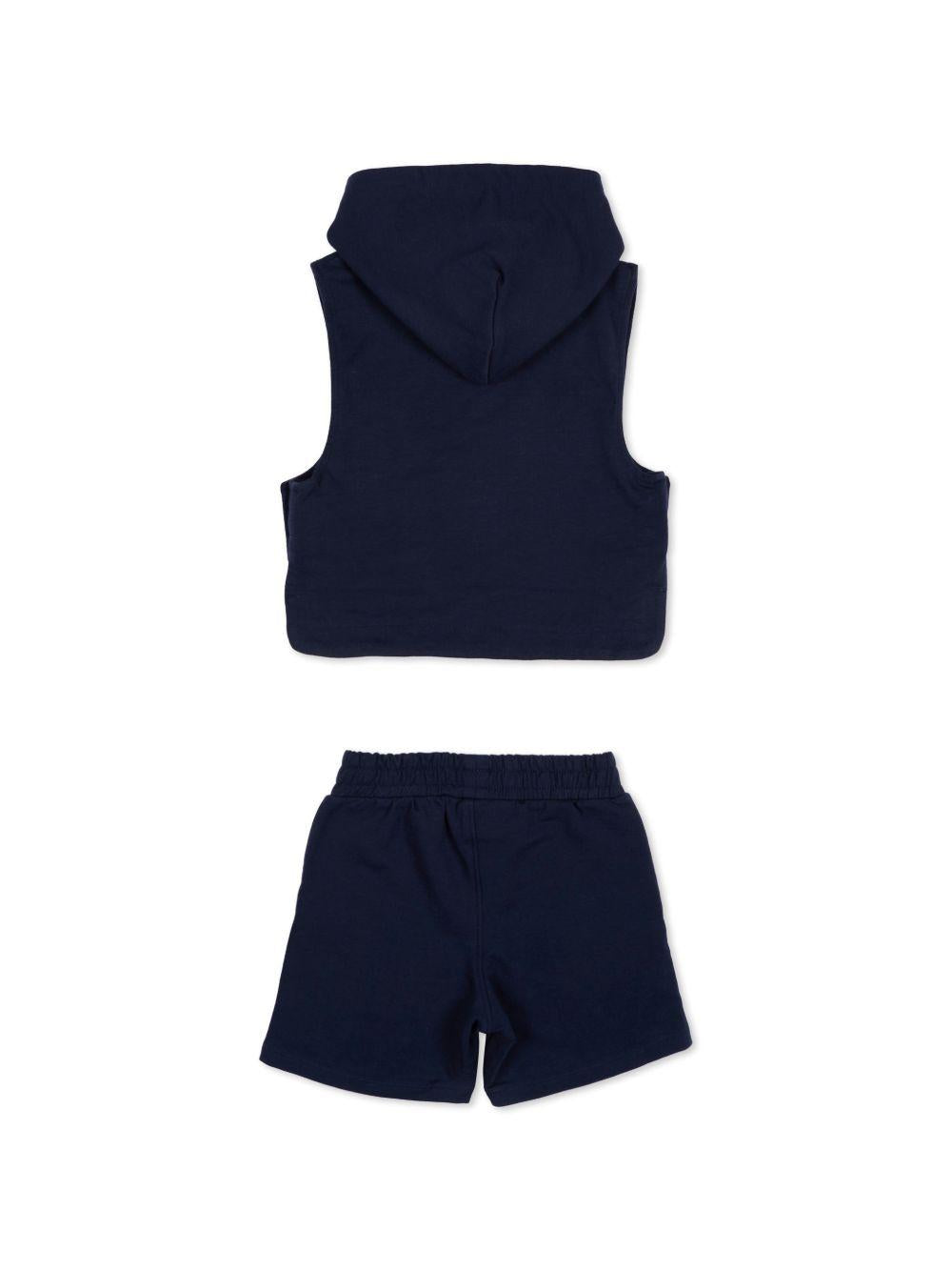 Completo felpa e shorts in cotone con cappuccio J53039 849 BOSS KIDSWEAR