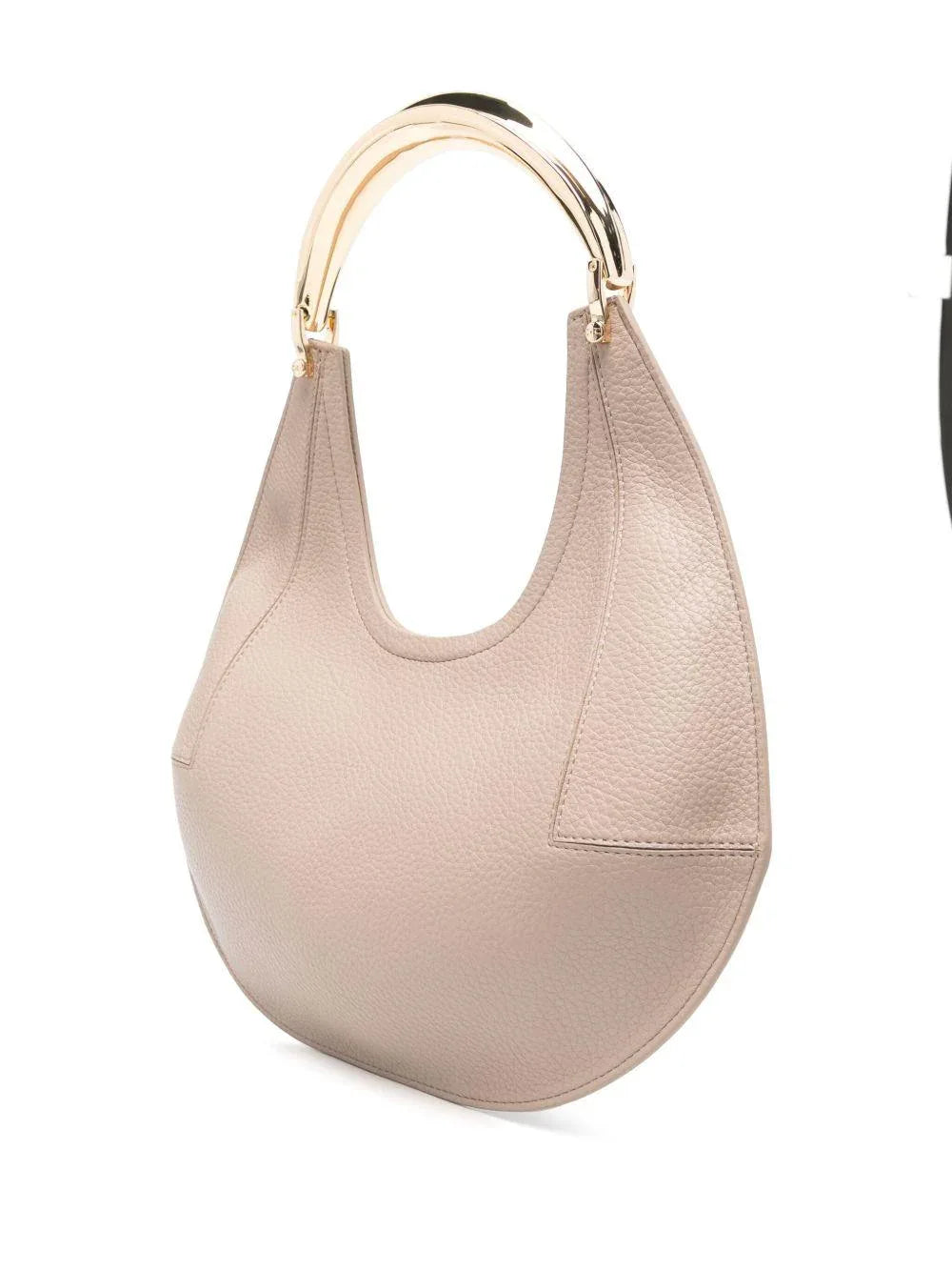 Borsa mezzaluna in pelle bottolata tortora - Preludio Moda