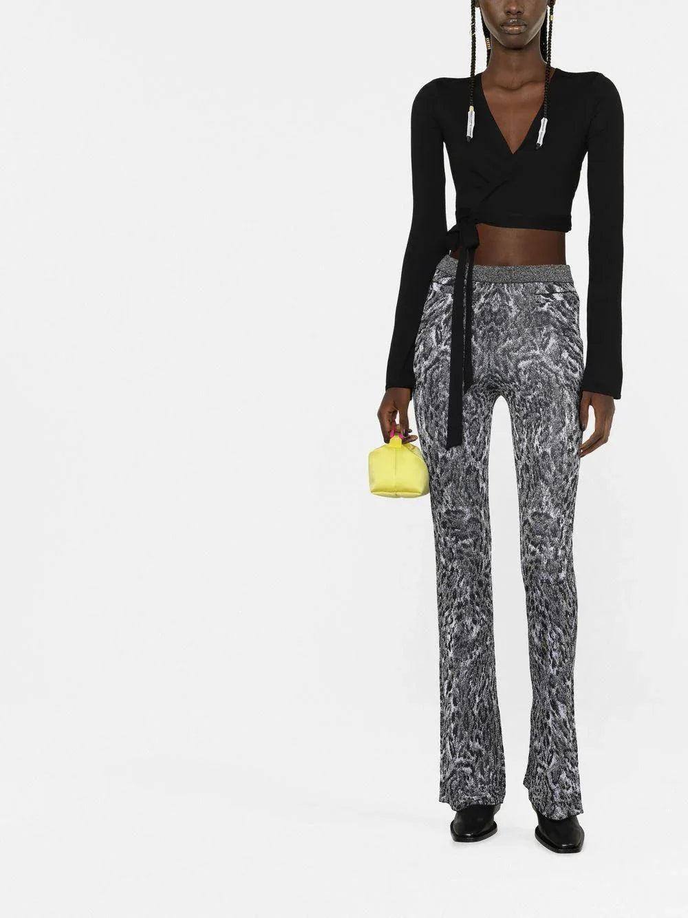 Pantalone fantasia animalier nero/grigio - Preludio Moda