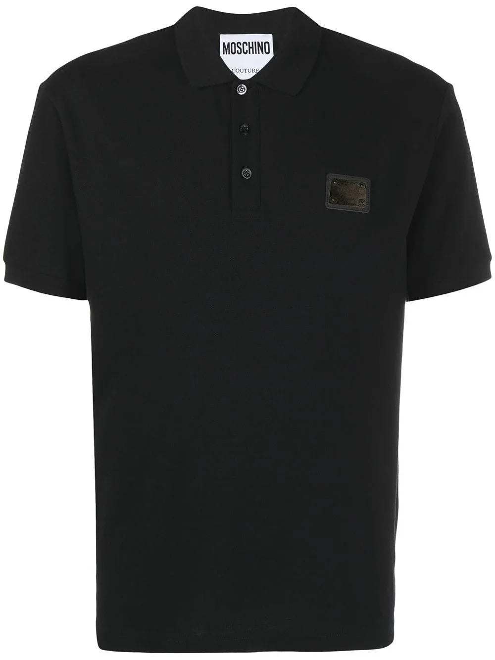 Polo nera mini placca logo petto - Preludio Moda