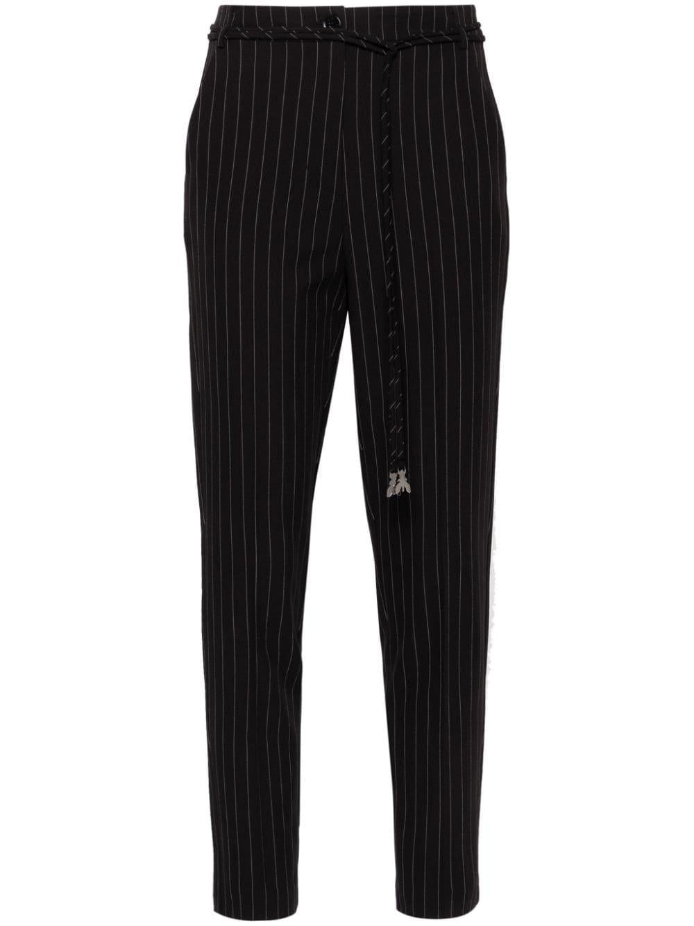Pantalone nero gessato cintura logata 8P0614A457 F1OO PATRIZIA PEPE