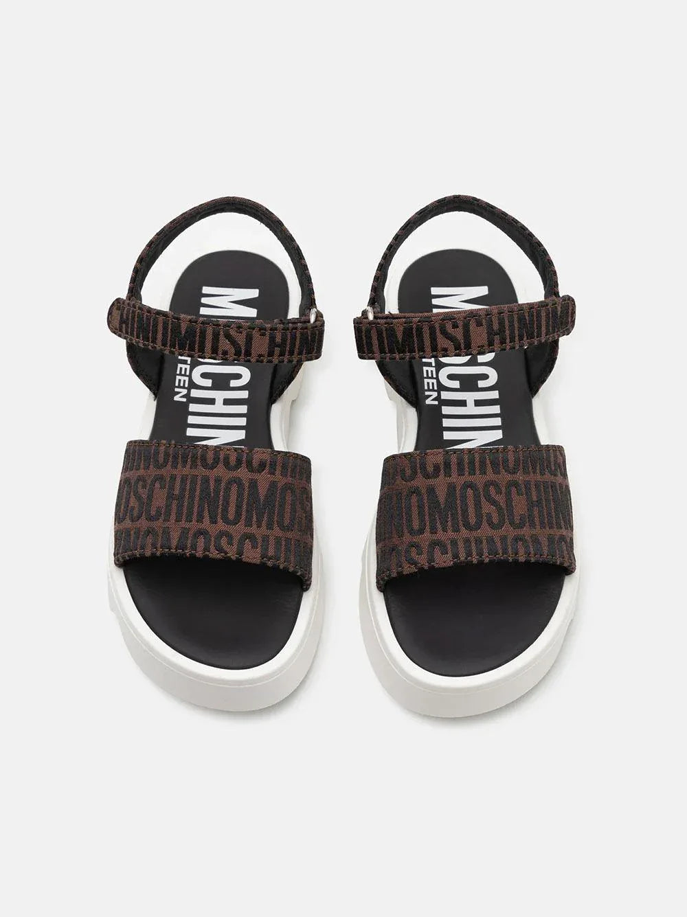 Sandalo marrone logo all-over - Preludio Moda