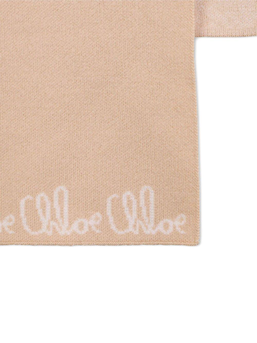 Sciarpa Beige con Logo All-Over e Bordi Rifiniti C20674 257 CHLOE KIDS
