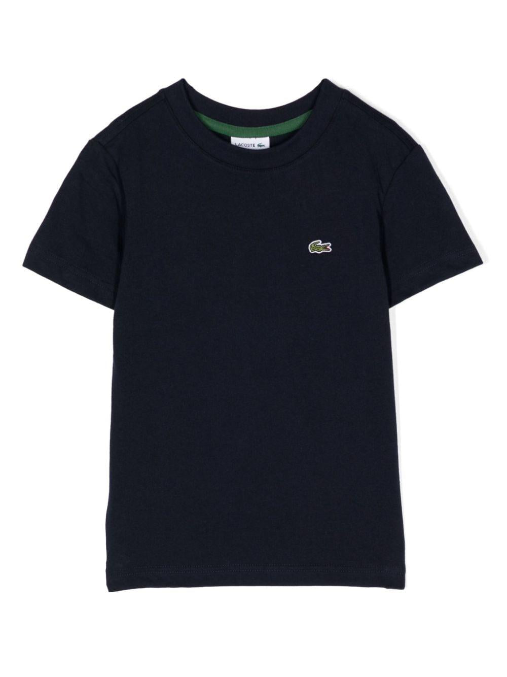 T-shirt blu logo ricamo TJ1122 166 LACOSTE KIDS