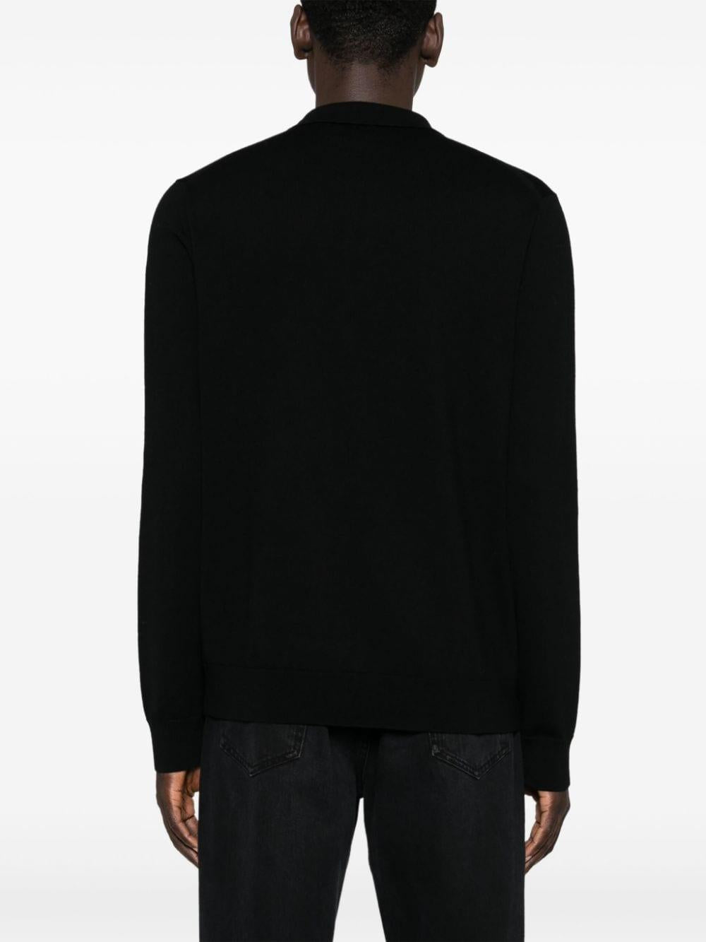 Polo nera basic in lana