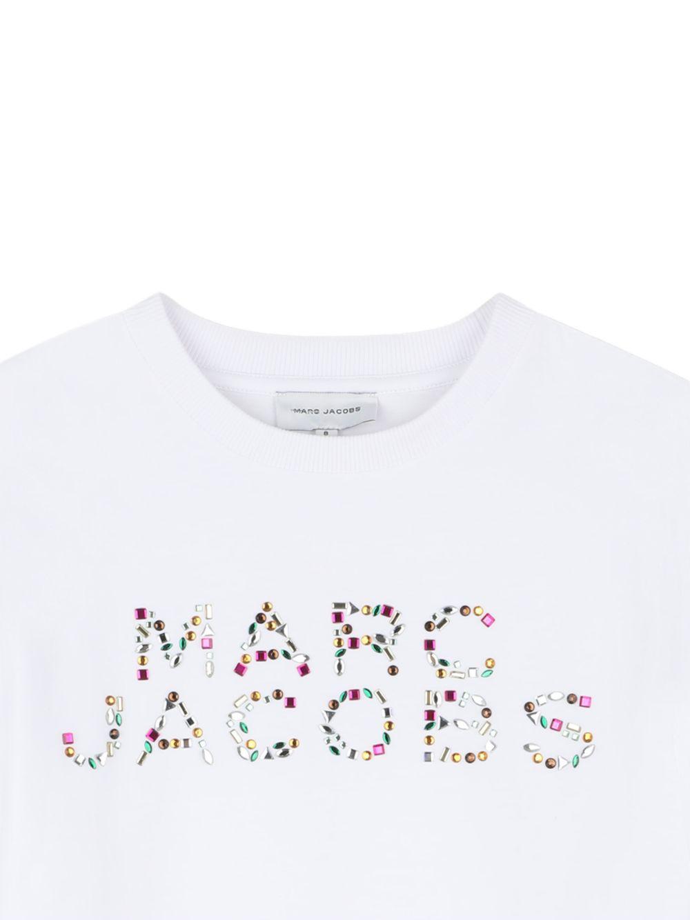 T-shirt in cotone con strass a maniche corte W60746 10P MARC JACOBS KIDS