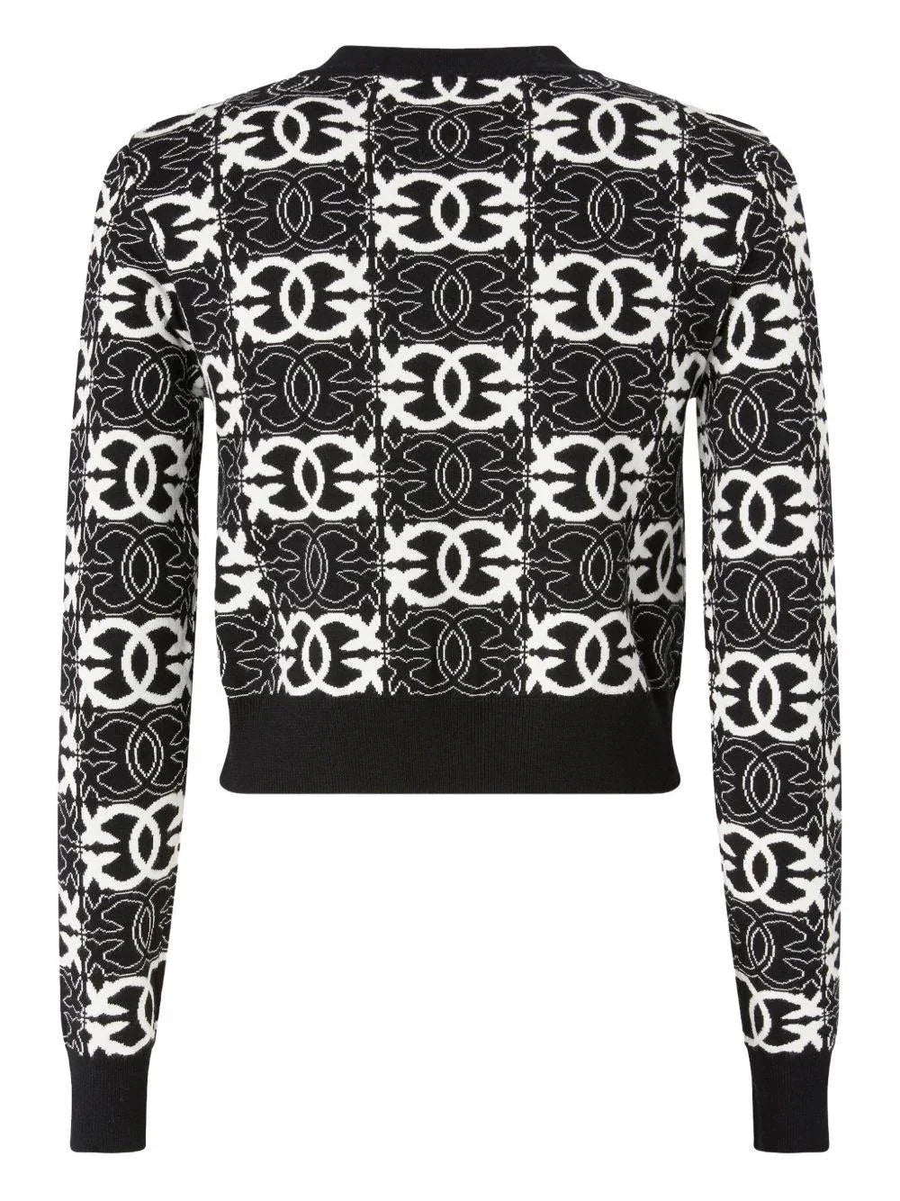 Maglione bianco e nero con motivo geometrico - Preludio Moda