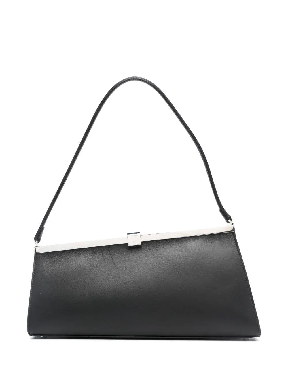 Borsa obliqua nera in pelle - Preludio Moda