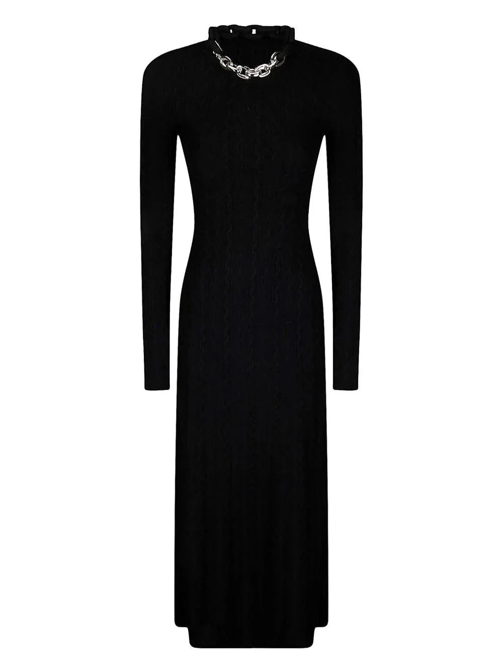 Abito nero con dettaglio catena - Preludio Moda