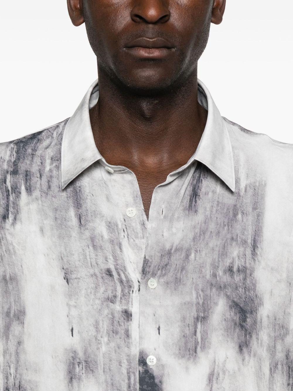 Camicia grigia con stampa sfumata e colletto classico - Preludio Moda