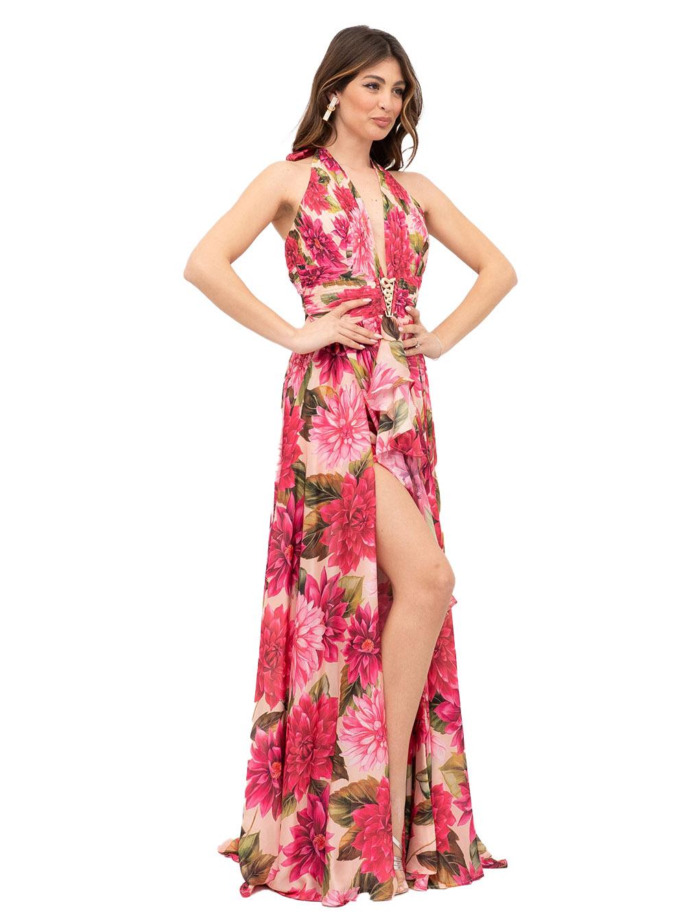 Abito con fantasia floreale all-over S00886 FIOREFUXIA BABYLON COLLECTION