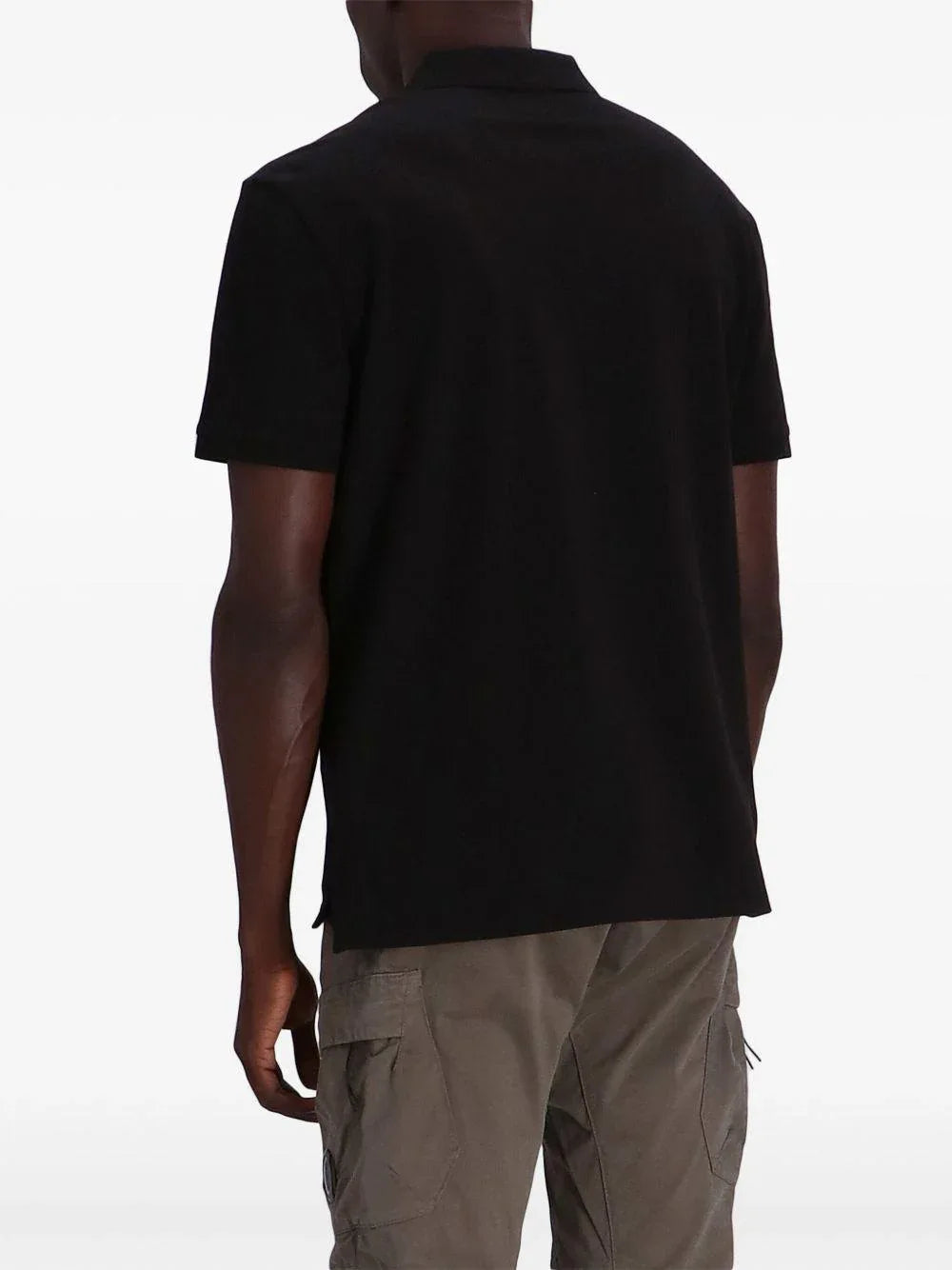 Polo nera strech piquet mini logo petto - Preludio Moda