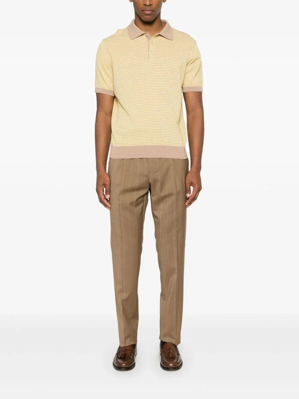 Polo gialla e beige micro fantasia - Preludio Moda