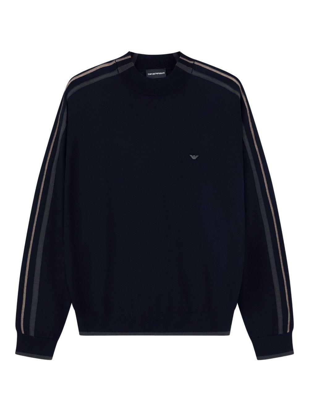 Maglione blu navy con dettagli a righe EM002423AF14199 FB070 EMPORIO ARMANI