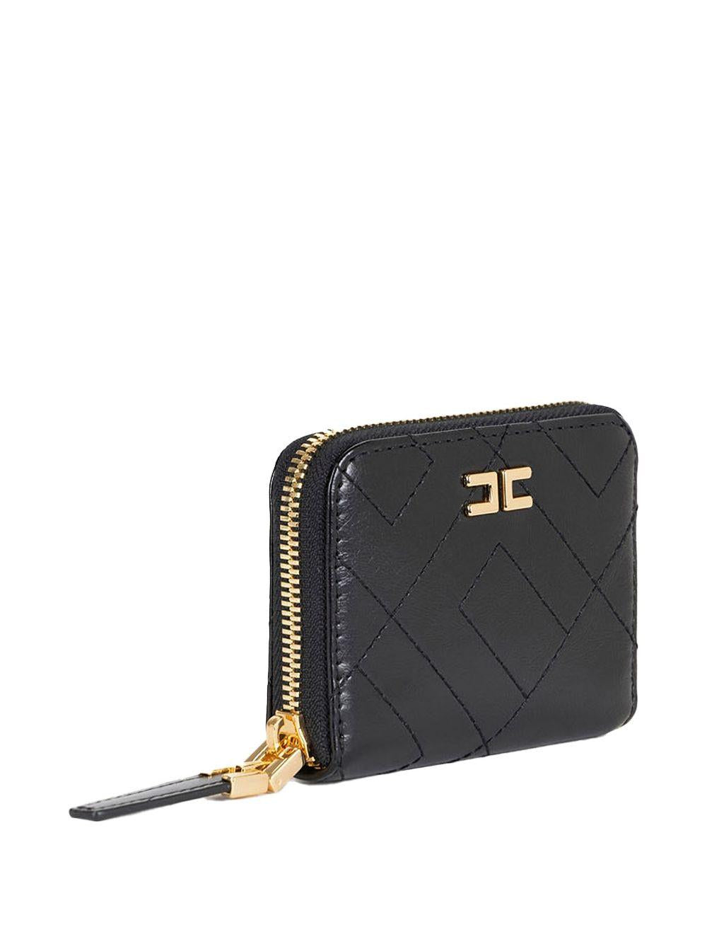 Portafoglio con zip e logo nero