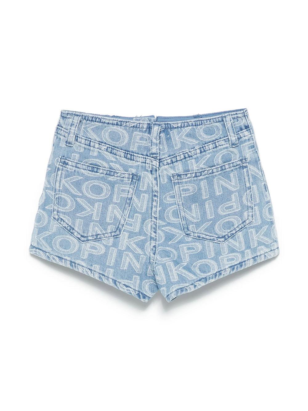 Short in denim logo all-over KFBE002CDF015 D711 PINKO UP