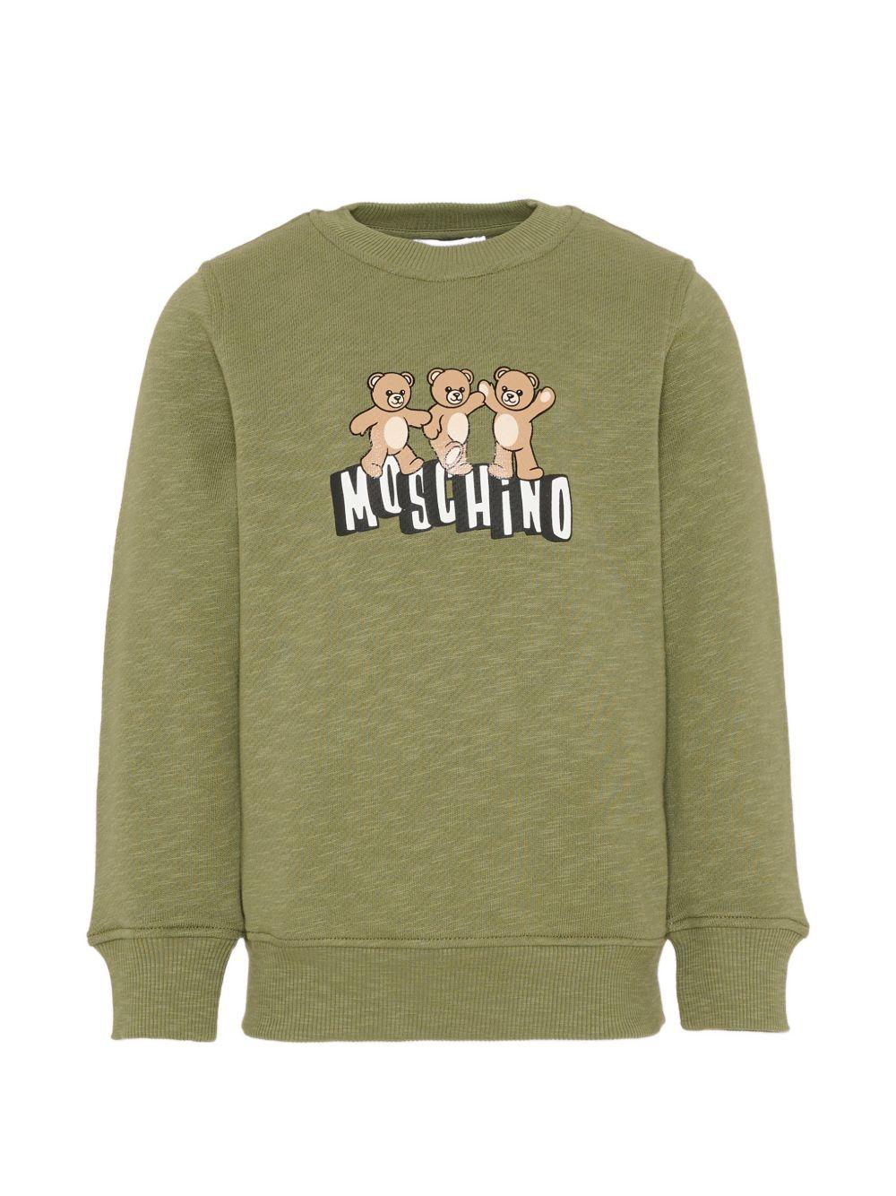 Felpa girocollo con stampa orsetti HVF08VLCA88 30037 MOSCHINO KIDS
