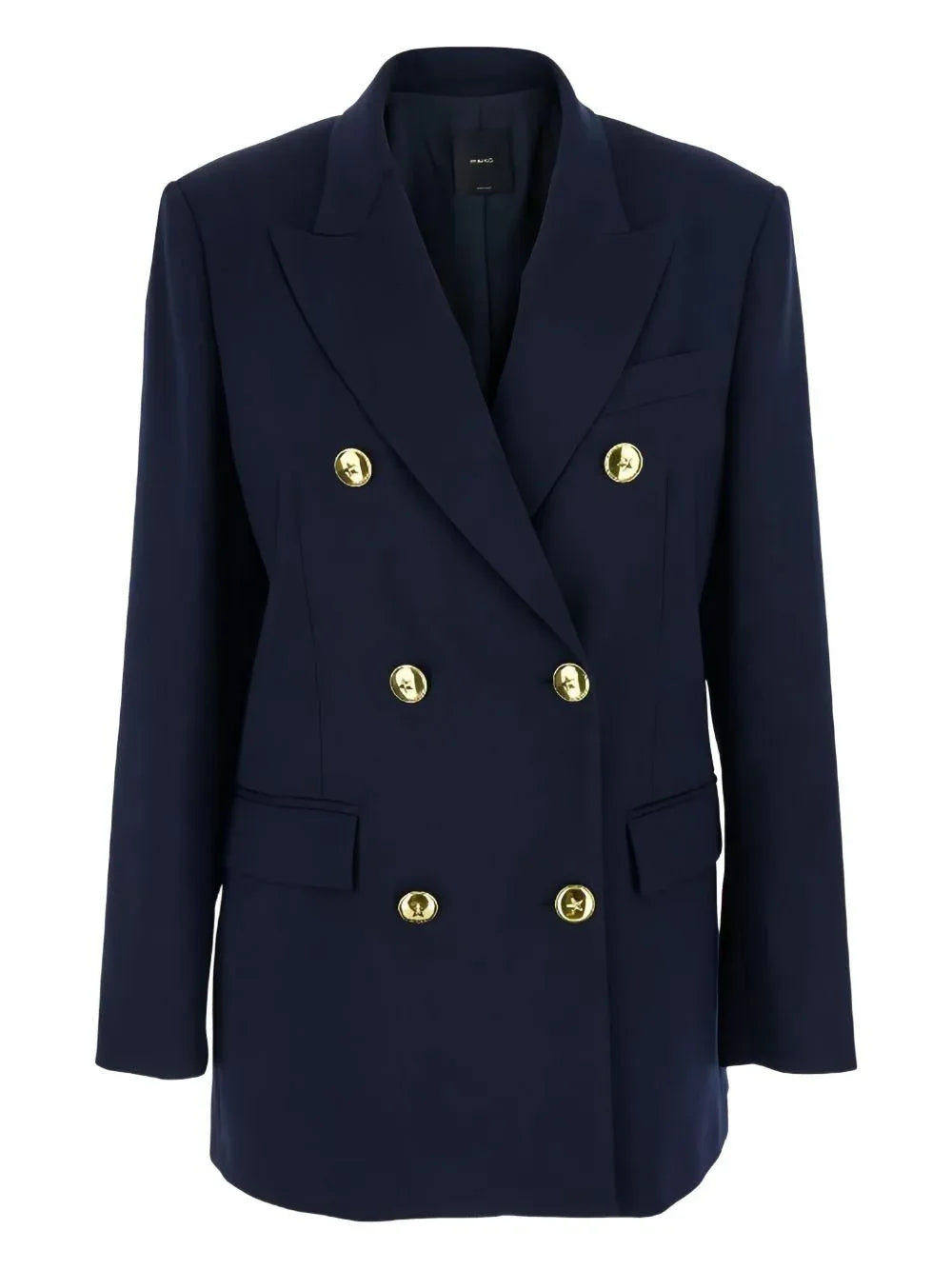 Blazer blu doppiopetto con bottoni dorati - Preludio Moda